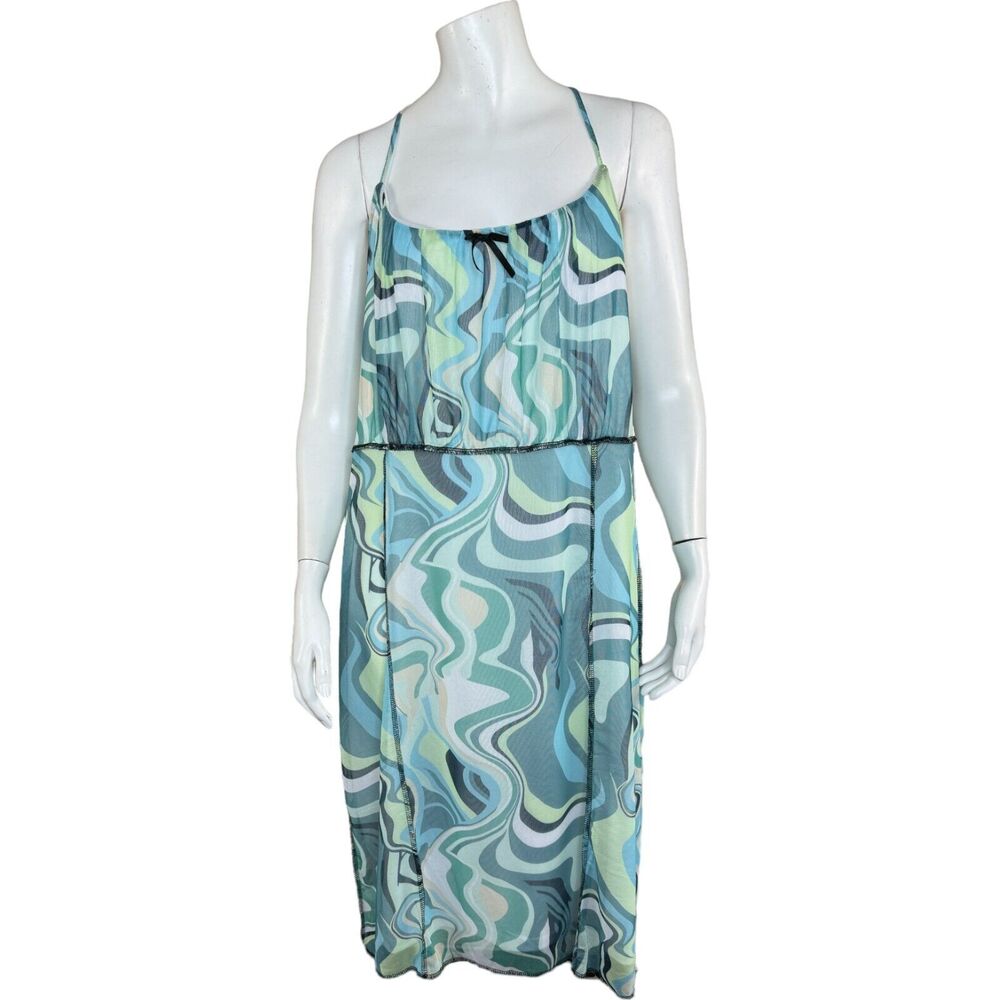 Rue 21 Blue Swirl‎ Sleeveless Sheath Dress Lined Adjustable Straps Size 2X